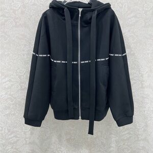 Miu Miu Black Hoodie with Logo Band